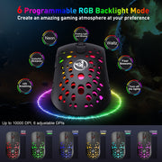 HXSJ T100 10000 DPI RGB Macro Definition Wired Wireless Dual-mode Mouse(Black)