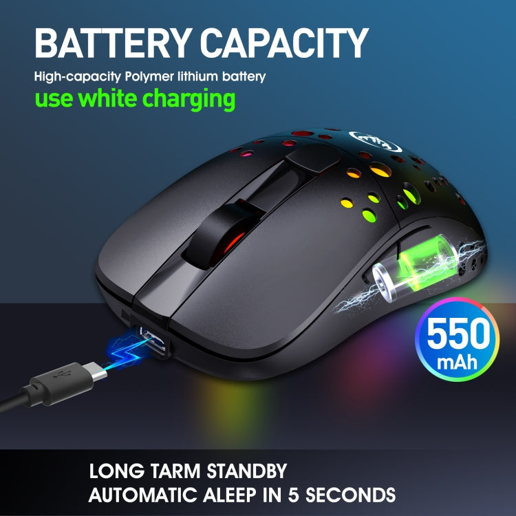 HXSJ T100 10000 DPI RGB Macro Definition Wired Wireless Dual-mode Mouse(Black)
