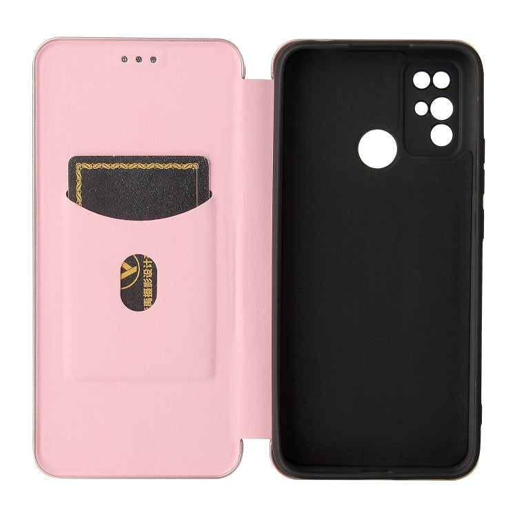 For Doogee X96 Pro Carbon Fiber Texture Horizontal Flip TPU + PC + PU Leather Case with Card Slot(Pink)