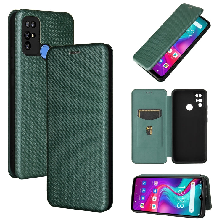 For Doogee X96 Pro Carbon Fiber Texture Horizontal Flip TPU + PC + PU Leather Case with Card Slot(Green)