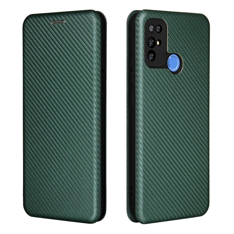 For Doogee X96 Pro Carbon Fiber Texture Horizontal Flip TPU + PC + PU Leather Case with Card Slot(Green)