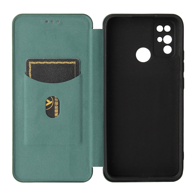 For Doogee X96 Pro Carbon Fiber Texture Horizontal Flip TPU + PC + PU Leather Case with Card Slot(Green)