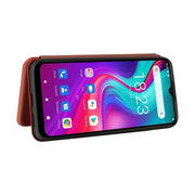 For Doogee X96 Pro Carbon Fiber Texture Horizontal Flip TPU + PC + PU Leather Case with Card Slot(Brown)