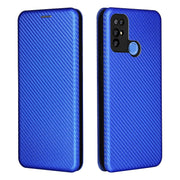 For Doogee X96 Pro Carbon Fiber Texture Horizontal Flip TPU + PC + PU Leather Case with Card Slot(Blue)