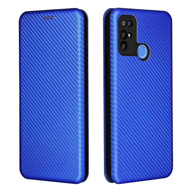 For Doogee X96 Pro Carbon Fiber Texture Horizontal Flip TPU + PC + PU Leather Case with Card Slot(Blue)