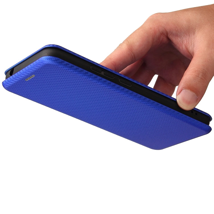For Doogee X96 Pro Carbon Fiber Texture Horizontal Flip TPU + PC + PU Leather Case with Card Slot(Blue)