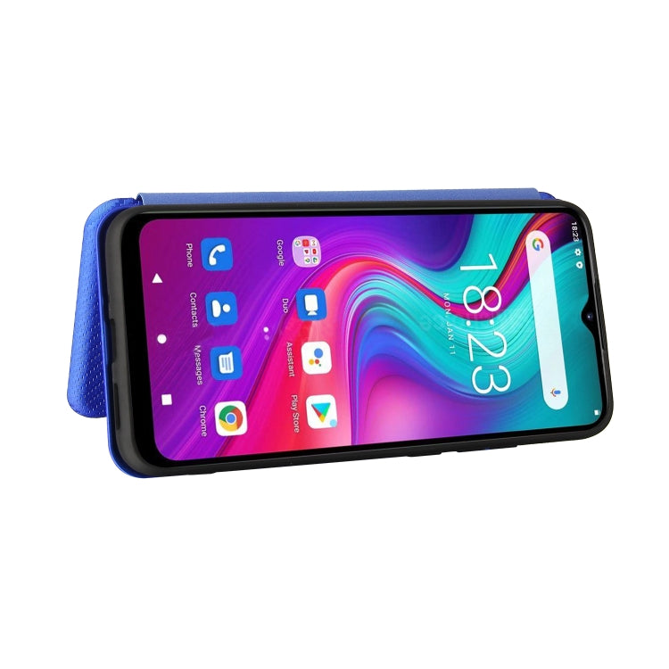 For Doogee X96 Pro Carbon Fiber Texture Horizontal Flip TPU + PC + PU Leather Case with Card Slot(Blue)