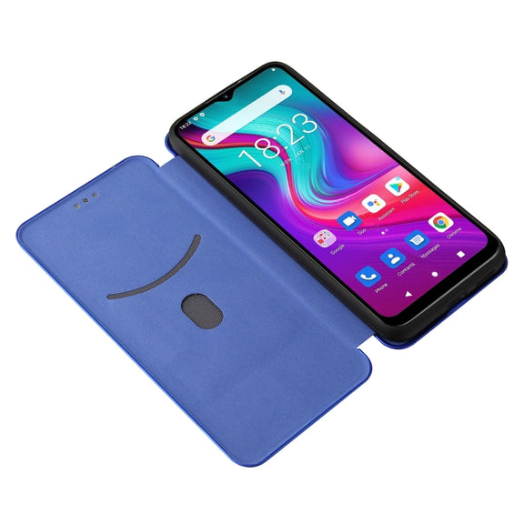 For Doogee X96 Pro Carbon Fiber Texture Horizontal Flip TPU + PC + PU Leather Case with Card Slot(Blue)
