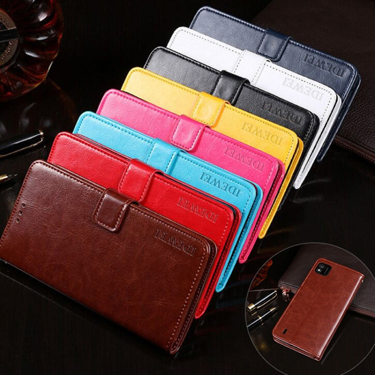 For Wiko Y62 idewei Crazy Horse Texture Horizontal Flip Leather Case with Holder & Card Slots & Wallet(Sky Blue)