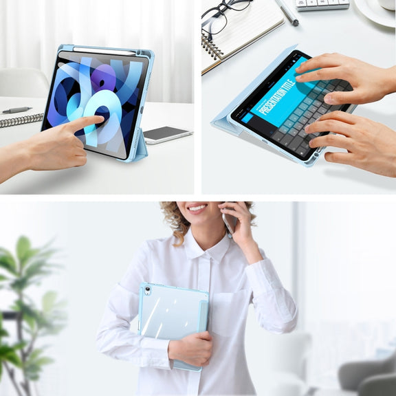 DUX DUCIS TOBY Series Shockproof PU Leather + PC + TPU Flip Smart Case For iPad Air 11 2025 / 2024 / Air 2022 / 2020 10.9(Blue)