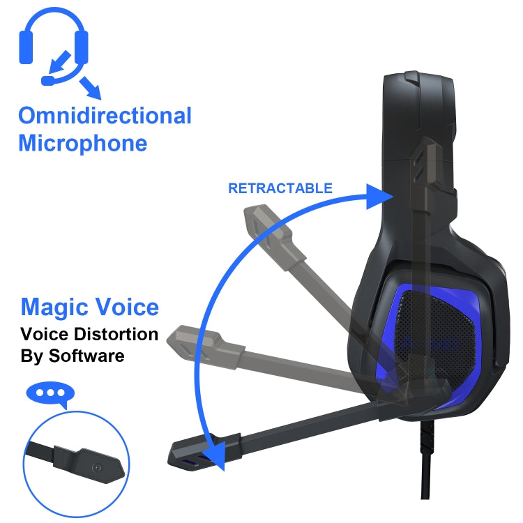 Anivia MH602 3.5mm Wired Gaming Headset with Microphone(Black Blue)