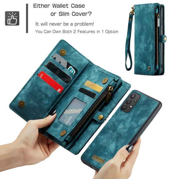 For Samsung Galaxy A32 5G CaseMe Detachable Multifunctional Horizontal Flip Leather Phone Case(Green)
