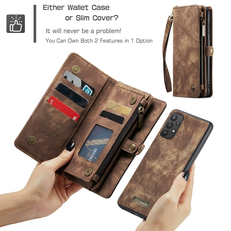 For Samsung Galaxy A32 5G CaseMe Detachable Multifunctional Horizontal Flip Leather Phone Case(Brown)