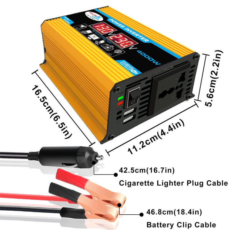 Tang II Generation 12V to 110V 4000W Modified Square Wave Car Power Inverter(Yellow)