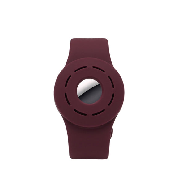 Anti-scratch Shockproof Silicone Bracelet Strap Protective Cover Case For AirTag(Wine Red)