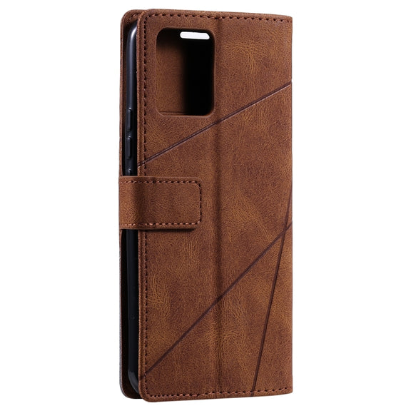 For OPPO Realme 8 4G Skin Feel Splicing Horizontal Flip Leather Case with Holder & Card Slots & Wallet & Photo Frame(Brown)