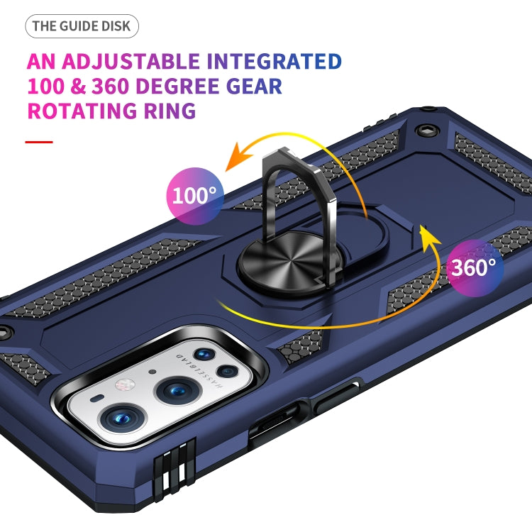 For OnePlus 9 Pro Shockproof TPU + PC Protective Case with 360 Degree Rotating Holder(Blue)