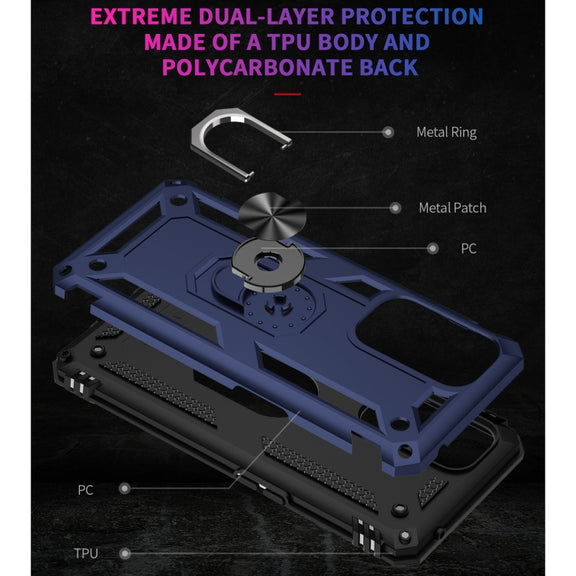For OnePlus 9 Pro Shockproof TPU + PC Protective Case with 360 Degree Rotating Holder(Blue)