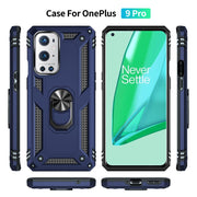 For OnePlus 9 Pro Shockproof TPU + PC Protective Case with 360 Degree Rotating Holder(Blue)