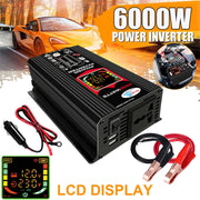 Tang III Generation 12V to 110V 6000W Modified Square Wave Car Power Inverter with LCD Display & Dual USB(Black)
