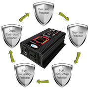 Tang III Generation 12V to 110V 6000W Modified Square Wave Car Power Inverter with LCD Display & Dual USB(Black)