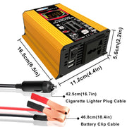 Tang III Generation 12V to 110V 6000W Modified Square Wave Car Power Inverter with LCD Display & Dual USB(Yellow)