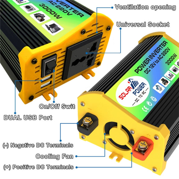 Legend I Generation DC12V to AC110V 3000W Modified Square Wave Car Power Inverter(Black)