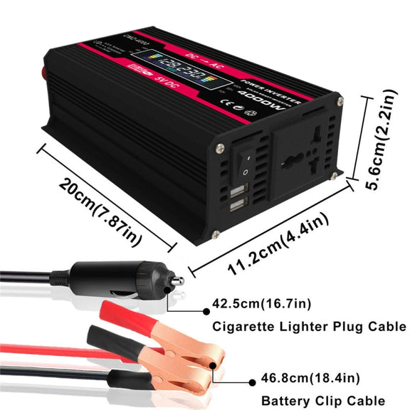 Zhizun Modified Sinewave 12V to 110V 4000W Car Power Inverter(Black)