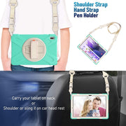 For Samsung Galaxy Tab S7 FE T730 / S7+ / S9+ /S8+ Silicone + PC Protective Case with Holder & Shoulder Strap(Mint Green)