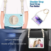 For Samsung Galaxy Tab S7 FE T730 / S7+ / S9+ /S8+ Silicone + PC Protective Case with Holder & Shoulder Strap(Ice Blue)