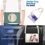 For Samsung Galaxy Tab S7 FE T730 / S7+ / S9+ /S8+ Silicone + PC Protective Case with Holder & Shoulder Strap(Emerald Green)