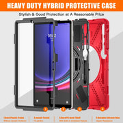 For Samsung Galaxy Tab S7 FE T730 / S7+ / S9+ /S8+ Silicone + PC Protective Case with Holder & Shoulder Strap(Red)