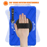 For Samsung Galaxy Tab S7 FE T730 / S7+ / S9+ /S8+ Silicone + PC Protective Case with Holder & Shoulder Strap(Blue)