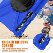 For Samsung Galaxy Tab S7 FE T730 / S7+ / S9+ /S8+ Silicone + PC Protective Case with Holder & Shoulder Strap(Blue)