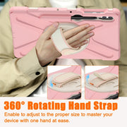 For Samsung Galaxy Tab S7 FE T730 / S7+ / S9+ /S8+ Silicone + PC Protective Case with Holder & Shoulder Strap(Rose Gold)