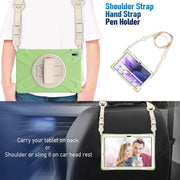 For Samsung Galaxy Tab S7 FE T730 / S7+ / S9+ /S8+ Silicone + PC Protective Case with Holder & Shoulder Strap(Matcha Green)