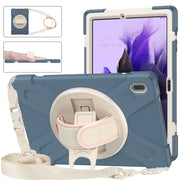 For Samsung Galaxy Tab S7 FE T730 / S7+ / S9+ /S8+ Silicone + PC Protective Case with Holder & Shoulder Strap(Cornflower Blue)