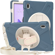 For Samsung Galaxy Tab S7 FE T730 / S7+ / S9+ /S8+ Silicone + PC Protective Case with Holder & Shoulder Strap(Cornflower Blue)
