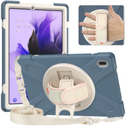 For Samsung Galaxy Tab S7 FE T730 / S7+ / S9+ /S8+ Silicone + PC Protective Case with Holder & Shoulder Strap(Cornflower Blue)