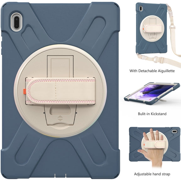 For Samsung Galaxy Tab S7 FE T730 / S7+ / S9+ /S8+ Silicone + PC Protective Case with Holder & Shoulder Strap(Cornflower Blue)