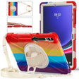 For Samsung Galaxy Tab S7 FE T730 / S7+ / S9+ /S8+ Silicone + PC Protective Case with Holder & Shoulder Strap(Colorful Red) - free shipping - PMC Jewellery - Order now!