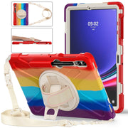 For Samsung Galaxy Tab S7 FE T730 / S7+ / S9+ /S8+ Silicone + PC Protective Case with Holder & Shoulder Strap(Colorful Red)