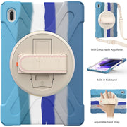 For Samsung Galaxy Tab S7 FE T730 / S7+ / S9+ /S8+ Silicone + PC Protective Case with Holder & Shoulder Strap(Colorful Blue)