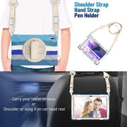 For Samsung Galaxy Tab S7 FE T730 / S7+ / S9+ /S8+ Silicone + PC Protective Case with Holder & Shoulder Strap(Colorful Blue)