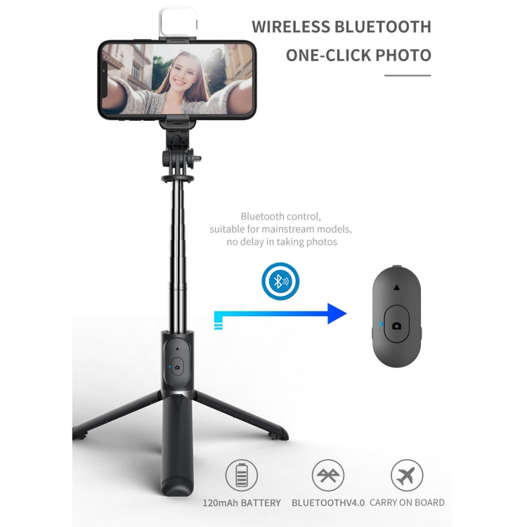 Q02S Fill Light Bluetooth Selfie Stick Tripod Mobile Phone Holder(Black)