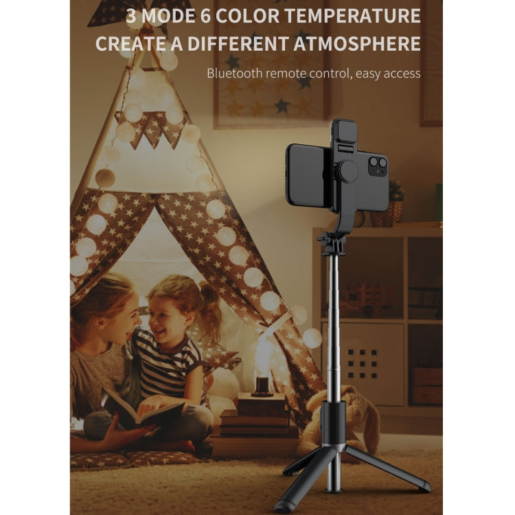 Q02S Fill Light Bluetooth Selfie Stick Tripod Mobile Phone Holder(Black)