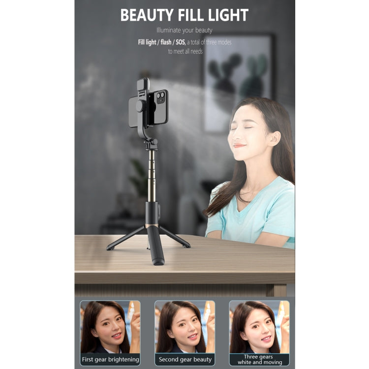 Q03S Fill Light Bluetooth Selfie Stick Tripod Mobile Phone Holder(Black)