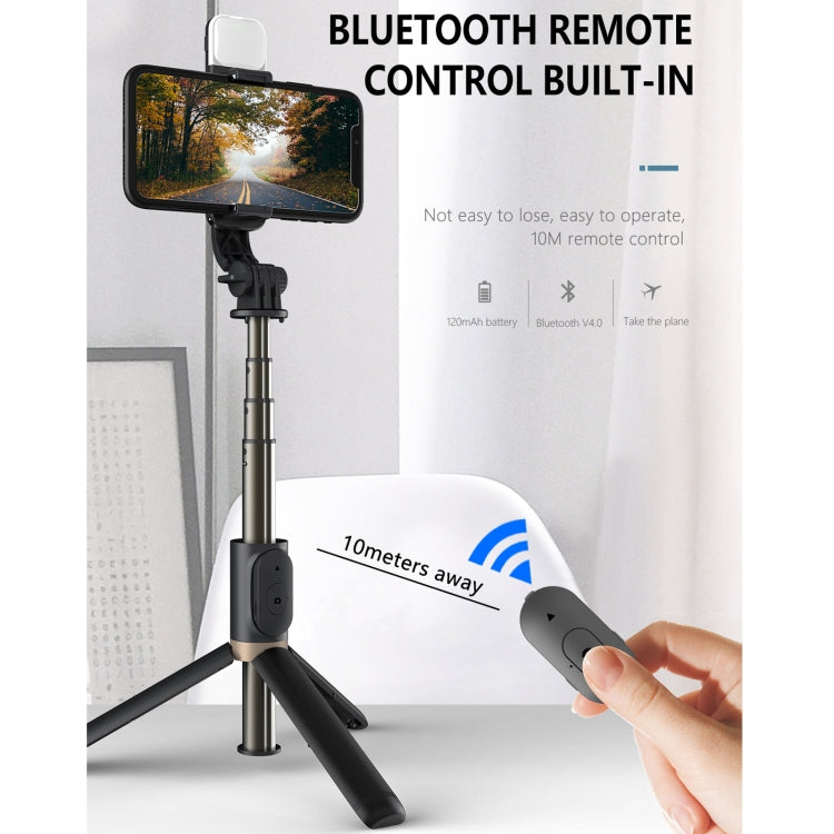 Q03S Fill Light Bluetooth Selfie Stick Tripod Mobile Phone Holder(Black)