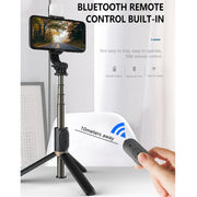 Q03S Fill Light Bluetooth Selfie Stick Tripod Mobile Phone Holder(Black)
