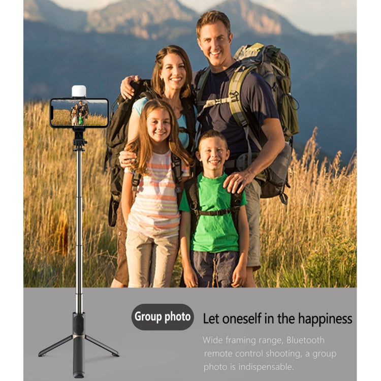 Q03S Fill Light Bluetooth Selfie Stick Tripod Mobile Phone Holder(Black)